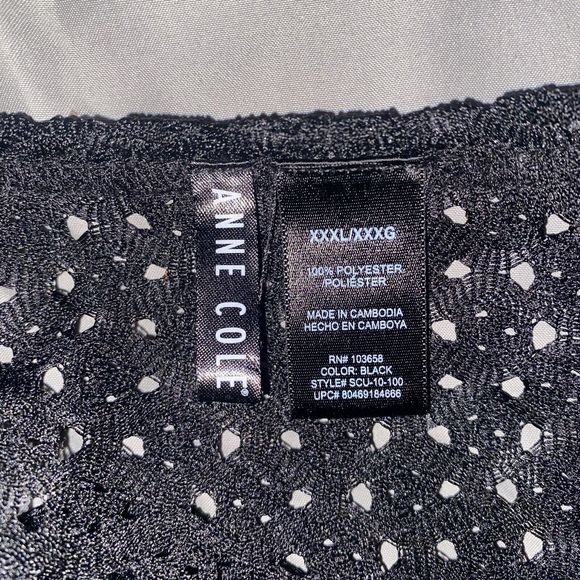 Anne Cole Swimsuit XXXL Black Mesh Crochet Open Front Tie Front Coverup - Picture 3 of 6
